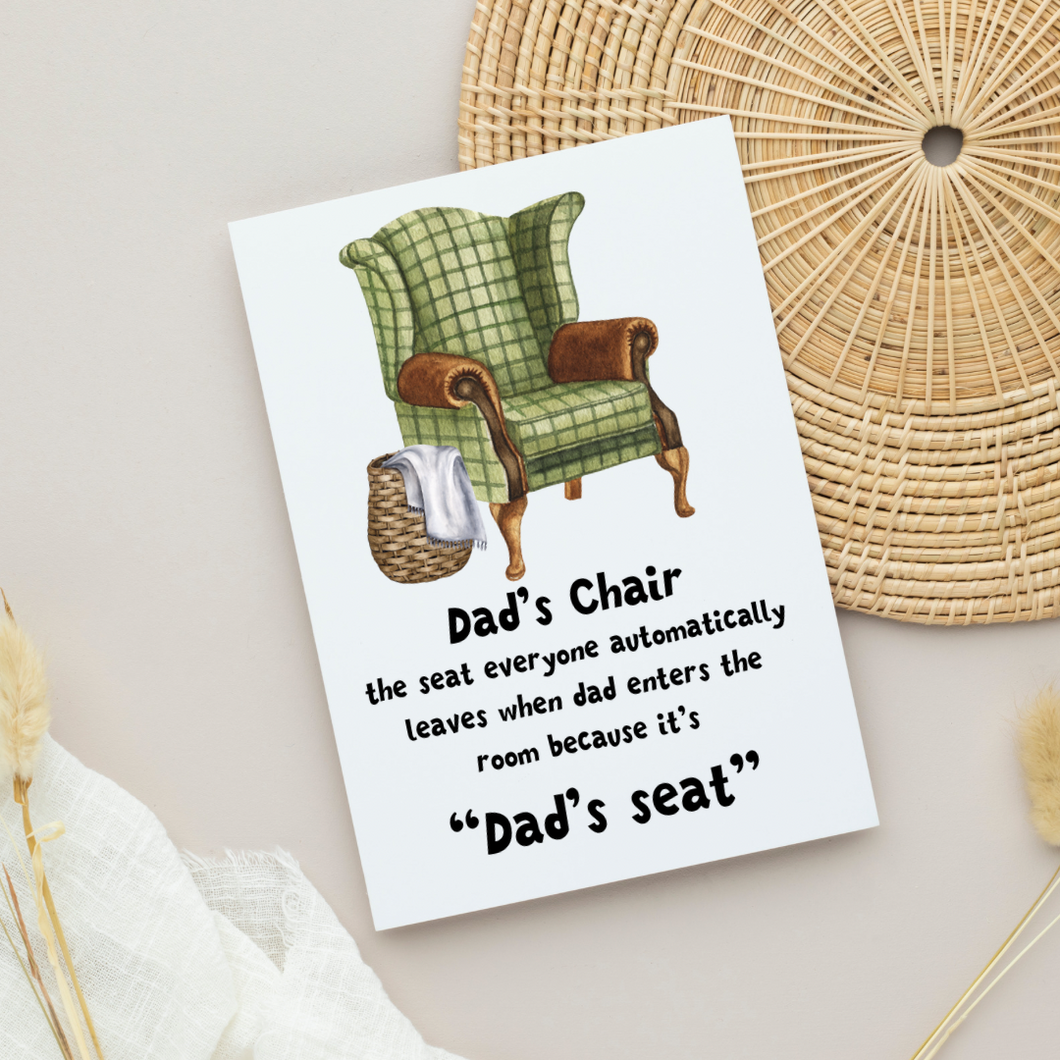Dads chair birthday or Father’s Day card