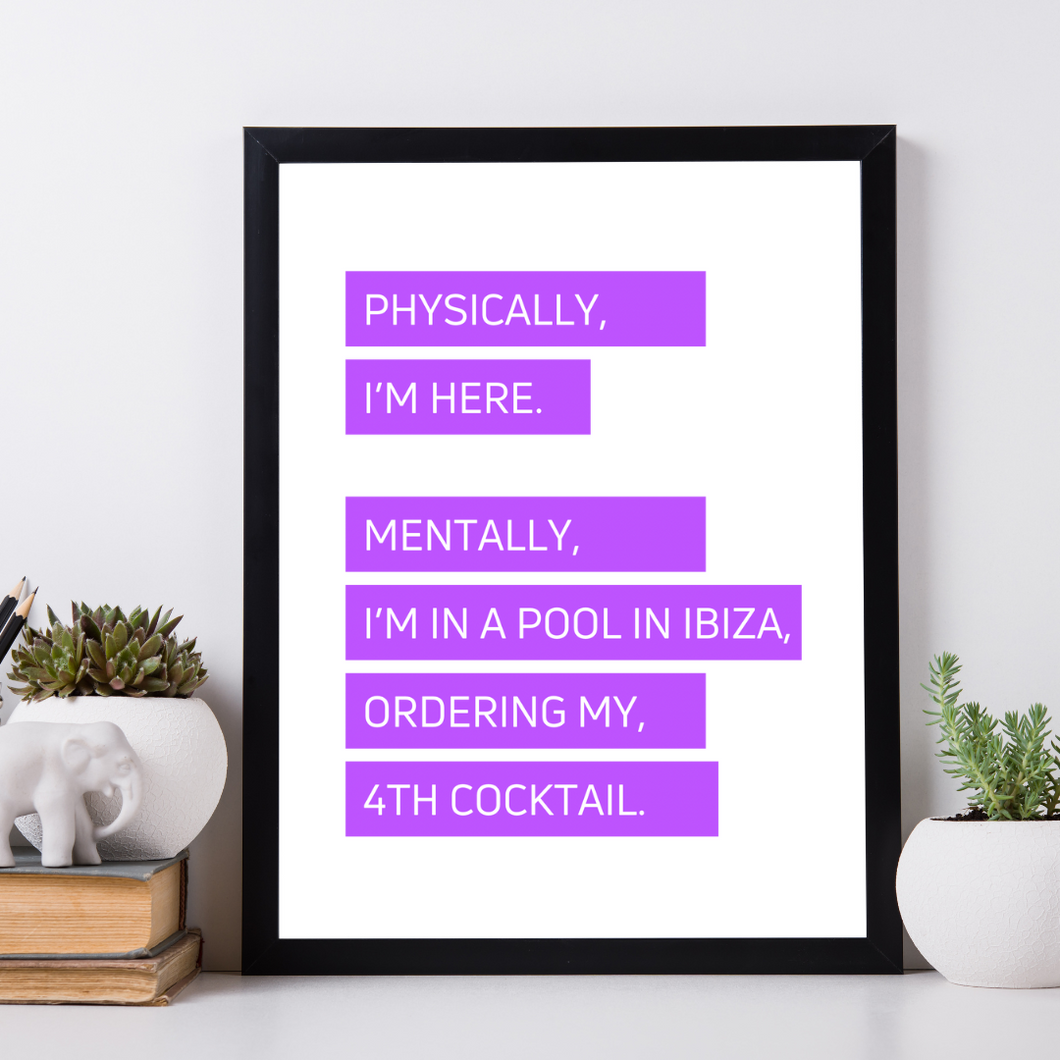 Mentally, I’m in a pool in Ibiza - Purple